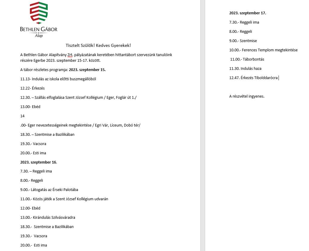 2023 szeptember katolikus hittantabor